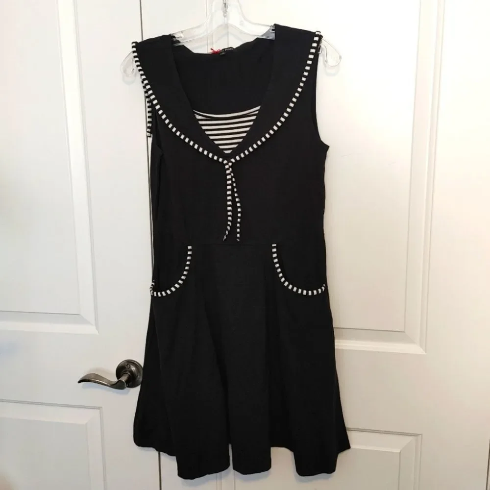 NEW Hell Bunny Medium Nautical Collared Dress - Picture 6 of 8